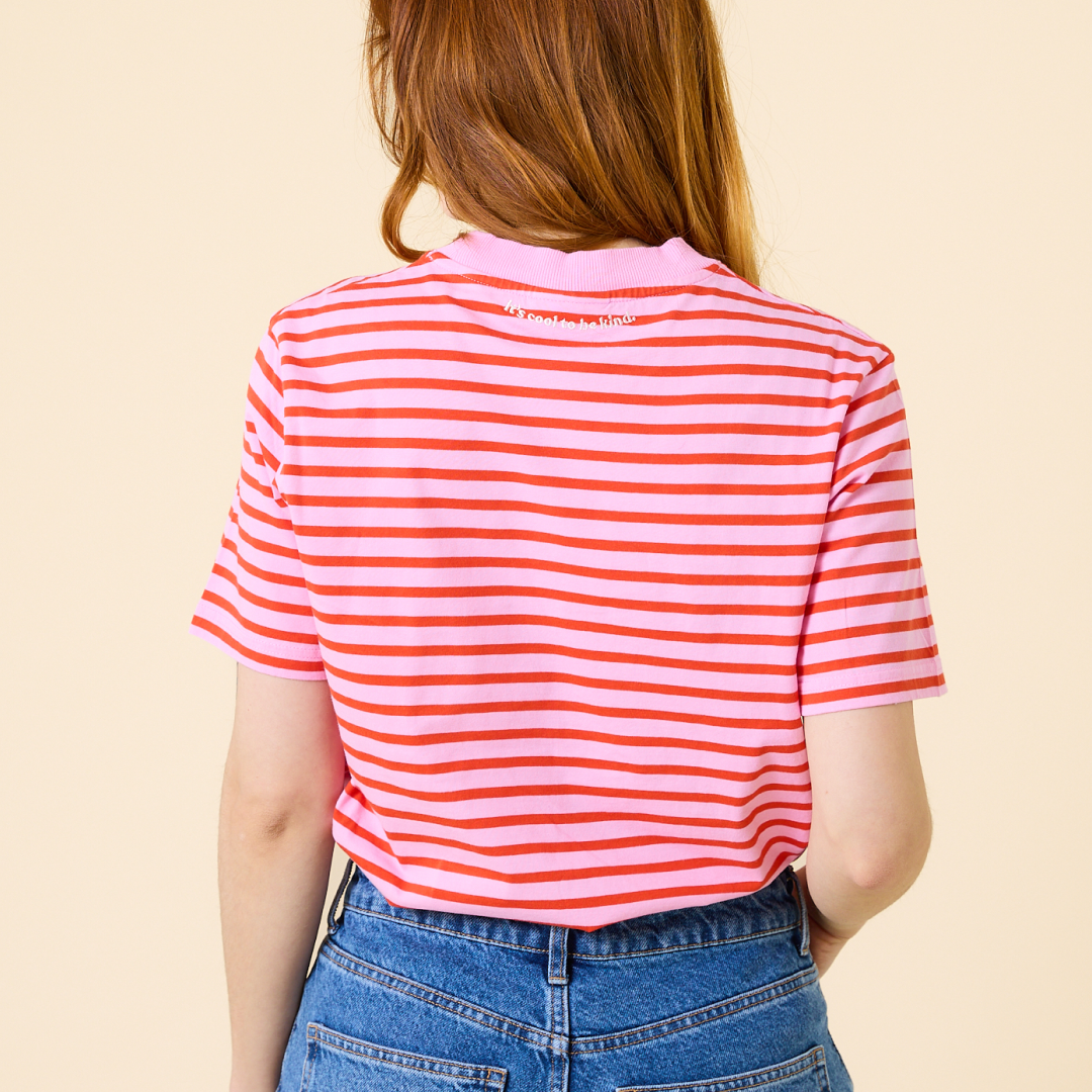 T-Shirt Gestreift aus Bio-Baumwolle in Pink/Rot