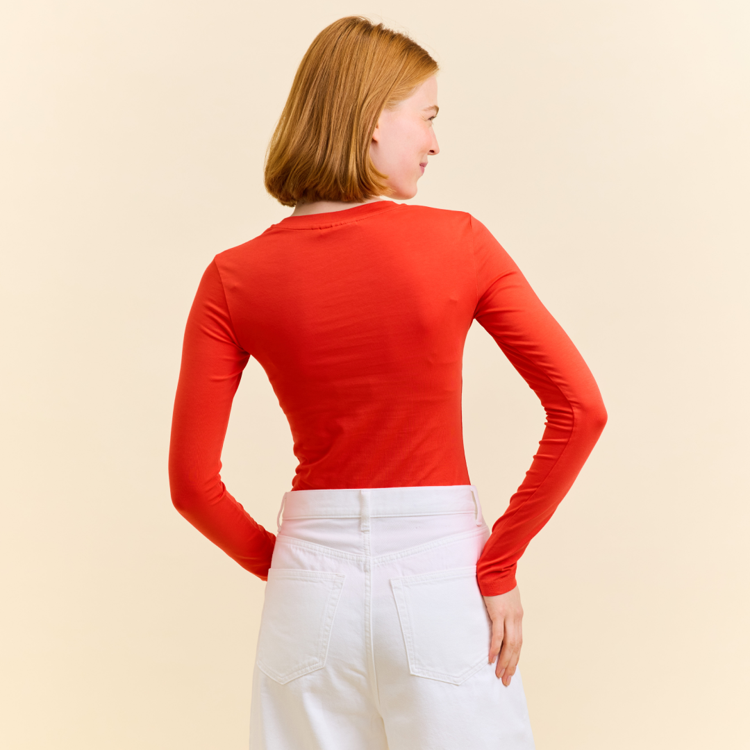Tight Langarmshirt aus Bio-Baumwolle in popeia Rot